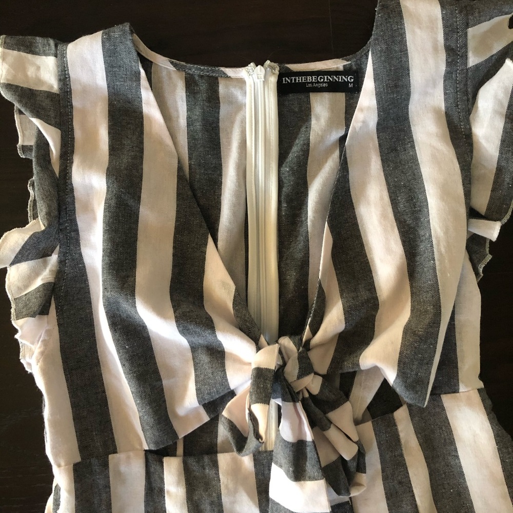 Grey And White Stripe Romper - image 2